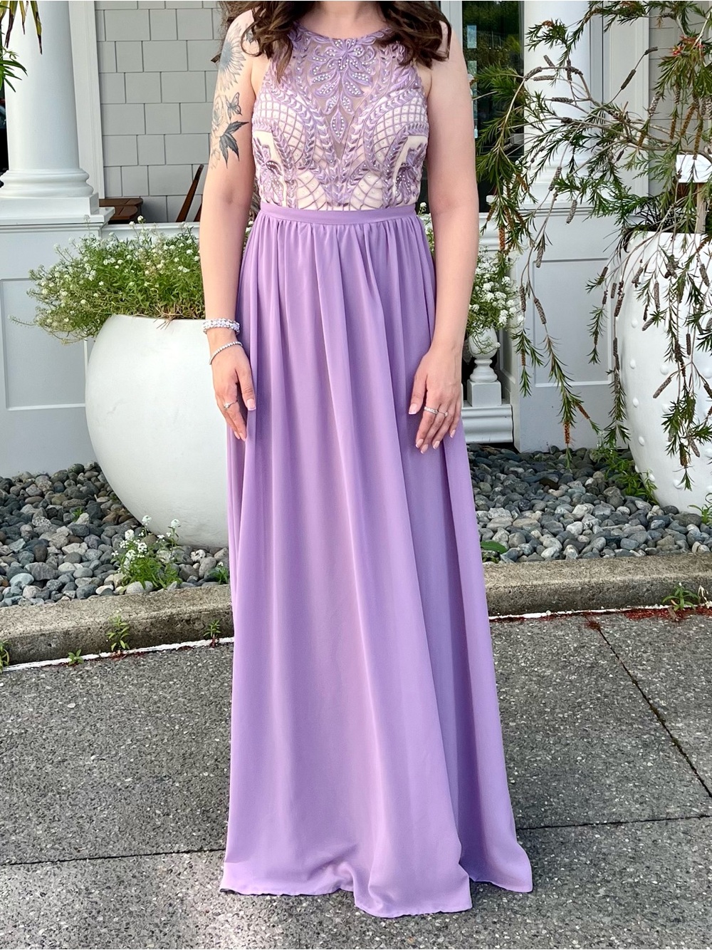 Soieblu Lavender Embroidered Bodice Maxi Dress